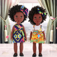 14inch African Baby Girl 1Pcs American Black Skin Explosion Head with Ear Piercing Vinyl Lifelike Newborn Baby Dolls Xmas Gift