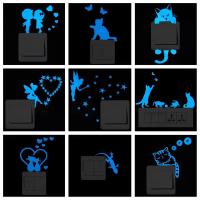 ZZOOI Blue-light Luminous Switch Sticker Home Decor Cartoon Glowing Wall Stickers Dark Glow Decoration Sticker  Cat/Fairy/Moon Stars..