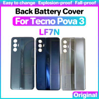 ฝาหลังปิดโทรศัพท์หลังกระจกที่อยู่อาศัยสำหรับ Tecno Pova 3 LF7N หลังที่อยู่อาศัยประตูกระจกกระจกเลนส์กล้องถ่ายรูปฝาหลัง