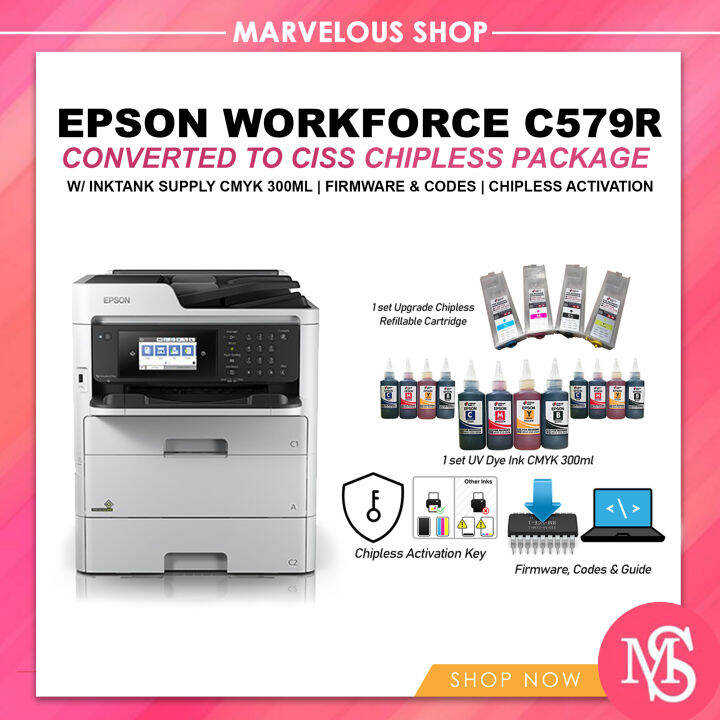 CHIPLESS Epson WorkForce Pro WF-C579R Duplex All-in-One Inkjet Printer ...