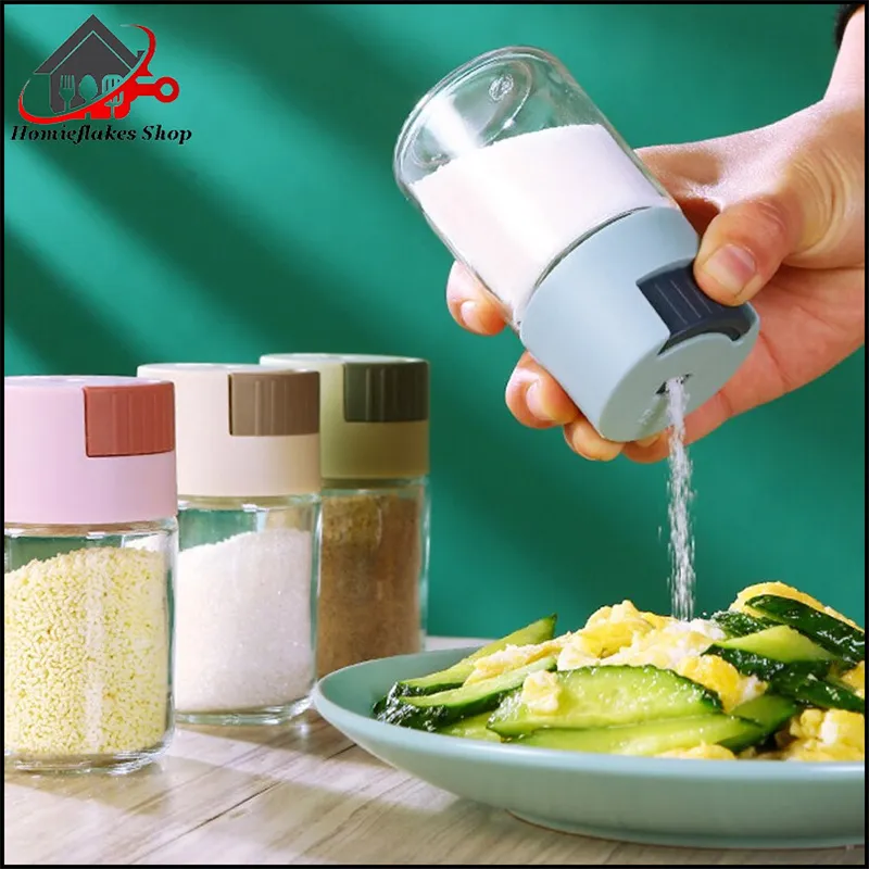 Metering Salt Shaker Push Type Seasoning Salt Dispenser Salt Tank Sugar  Bottle Spice Pepper Salt Shaker Jar Can Bottle