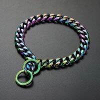 18K Colorful Plated Stainless Steel Dog Collar and Leash Choke Chain for Large Dogs Pitbull Rottweiler Pet Stuff Accessories Leashes