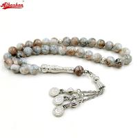 Accessori Islamici Tasbih หินสีน้ำตาล33เม็ด Bracciale Perline Di Preghiera Musulmane Gioielli Di Moda Regalo Per Musulmani