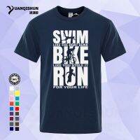 Boutique 16 Colors Triathlon Cotton Tees Triathlete Runninger Swimmings Bikings Funny T Shirt Men Summer Short Sleeve T-Shirt