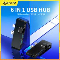 RYRA 1PC อลูมิเนียมอัลลอยด์ USB 3.0 Hub Docking Station Gigabit Network Converter Sdtf Card Reader สำหรับ Surface Pro 456