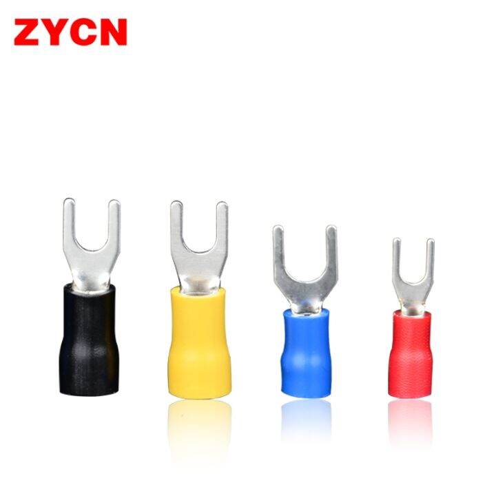 100pcs-box-sv-furcate-crimp-connector-pressed-terminals-sv2-4-5-6-1-25-3-4-color-pre-insulating-cable-wire-fork-spade-awg-22-10