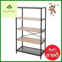 ชั้นวางของ 5 ชั้น FURDINI MAXTON 80 ซม. สีฮันนี่โอ๊ค/ดำ5-TIER SHELVING UNIT FURDINI MAXTON 80CM HONEY OAK/BLACK **ลดราคาจัดหนัก **