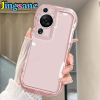 เคสมีขอบคลื่นสีชมพู Jingsanc สำหรับ Honor 90 5G Huawei P60 Pro P60 Nova 10 9 7 SE 9 7 Y90 Y70 Honor 70 5G เคสนิ่มใส่โทรศัพท์ปกป้องเลนส์ TPU สีลูกกวาดรองรับการกระแทก Q001-1ฝาหลัง