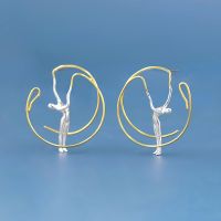 925 Sterling Silver Elegant Dancer Circle Stud Earrings for Woman Jewelry Personality Gift