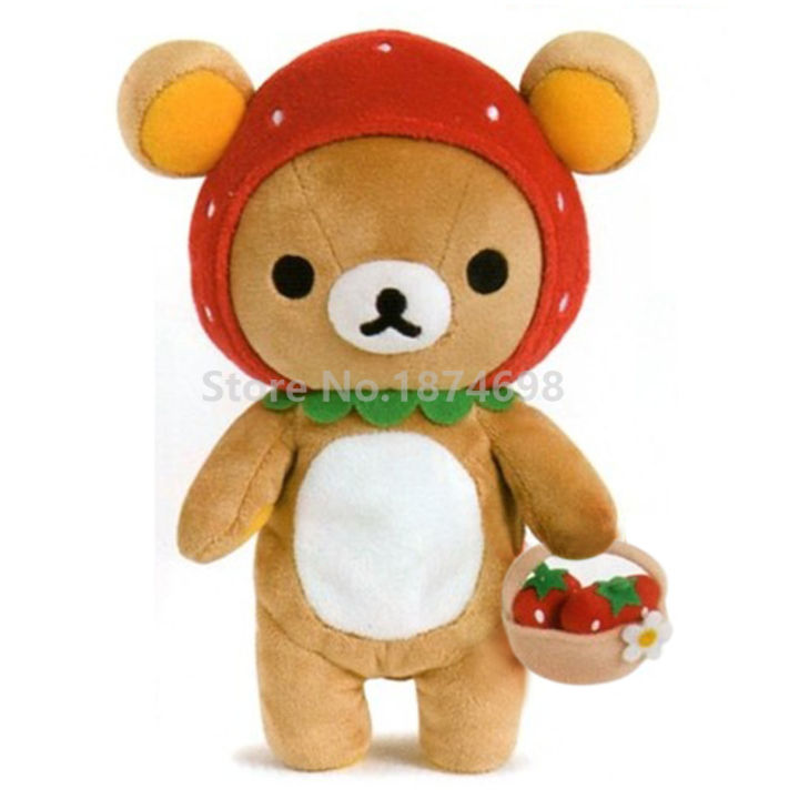 ร้อน-ใหม่น่ารัก-rilakkuma-หมี-cos-สตรอเบอร์รี่ตุ๊กตาใหญ่ยัดไส้หมอนเบาะเด็กของเล่นตุ๊กตาเด็กเด็กสาวของขวัญ32เซนติเมตร