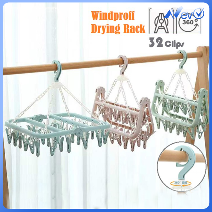 Hanging Hanger 32 Clips Multi Functional Windproof Socks Clip