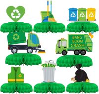 JOLLYBOOM Garbage Truck Party Supplies 8 Pack Cars Themed Honeycomb Centerpieces Party Table Decorations Birthday &amp; Baby Shower