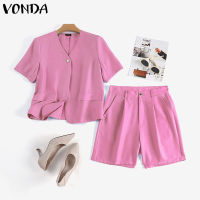 MASHYCHIC VONDA ชุดกางเกงเสื้อแขนสั้นคอวีสำหรับผู้หญิง (ลำลองสไตล์เกาหลี) #2