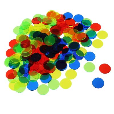 ‘【；】 Pack Of 100 Bingo Chips (Multi Color) – 1.5Cm Translucent Markers For Bingo, Counting &amp; Game Tokens, Chips For Bingo Games