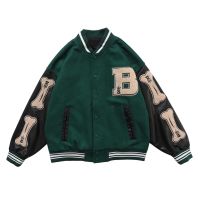 Spring Autumn Womne Hip Hop Furry Bone Patchwork Color Block Bomber Jackets Harajuku College Style Baseball Coats