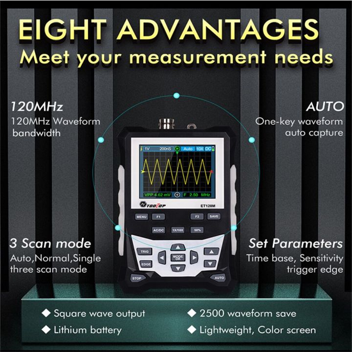 Et120m 24 Inch Tft Color Screen Digital Oscilloscope 120mhz Bandwidth 500msas Sampling Rate