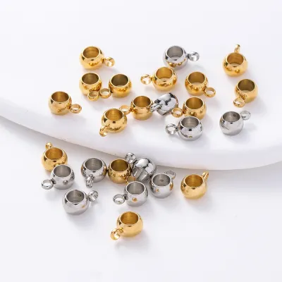 10Pcs/Lot Stainless Steel Gold Plated Big Hole Bead Pendant Clasp Hanging Connectors for Bracelet DIY Jewelry Making Accessories