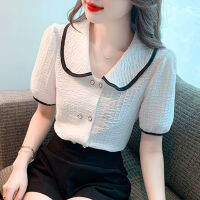 White Shirt Women Short Sleeve Chiffon Blouse Korean Style Summer Fashion Simple Office Tops