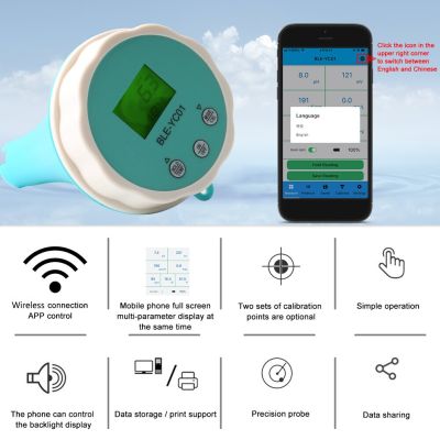 6 In 1 Bluetooth-Compatible Water Quality Detector PH EC TDS ORP Temp Chlorine CL APP Display Swimming Pool Water Quality Tester