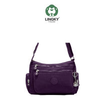 LINGKY LK69404 : กระเป๋าสะพายผ้าร่ม ขนาดกลาง มีช่องซิปเยอะ / Crossbody bags