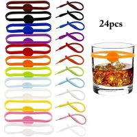 24Pcs For Bar Party Wine Labels Glasses Drinking Tag Set Food Grade Silicone Mark Long Strips Flexible Goblet Tag Glass Markers