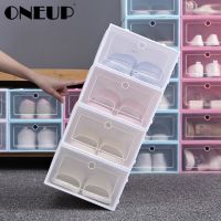 ONEUP Transparent Shoes Storage Thickened Flip Fold Boxes Stackable Combination Shoe Cabinet Organizer