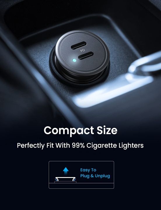 AINOPE USB C Car Charger, 40W Smallest iPhone 13 Car Charger, All Metal USB  C Car Charger Fast Charging PD 3.0 Dual Port Compatible with iPhone 13/13  Pro/12/12 Pro/12 Mini, Galaxy S20/S10