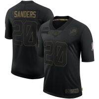 Plus 2020 Detroit Lions NFL Football Jersey Sanders TShirt Pay Tribute Jersey Sport Top Tee Unisex Plus Size เสื้อบอลวินเทจ ชุดฟุตบอลผู้ชาย เสื้อกีฬาชายคอปก