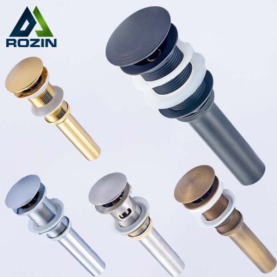 Rozin Luxury Bathroom Basin Sink Pop Up Drain Brass with amp; without Overflow Vanity Sink Waste Drainer 5 colors For Choice