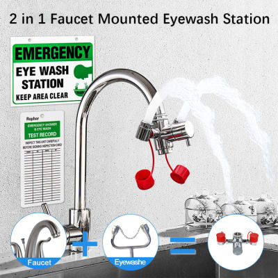 [คลังสินค้าพร้อม + 100% Original] ติดตั้งก๊อกน้ำที่ล้างตาฉุกเฉินสแตนเลสที่เชื่อถือได้ฉุกเฉินปฐมพยาบาลEye Wash Unitสำหรับอ่างล้างจานสิ่งที่แนบมา-Sink Mount Eye Flushฝักบัวสำหรับตาและผิว