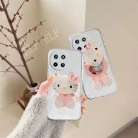 เคสนิ่มโปร่งใสหรูหราสำหรับ Realme 11 4G 5G / Realme 11 NFC / Realme 11 Pro / Realme 11 Pro + / Realme 10 4G 5G / Realme 10 Pro / Realme 10 Pro + เลนส์ตัวปกป้องกล้องถ่ายรูปเคสโทรศัพท์ Silcone Realme11 Pro KT ที่คลุมกระจกแต่งหน้า Realme11 NFC