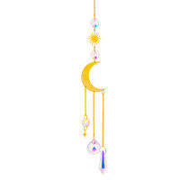 YW+ ทองเหลือง suncatcher โคมไฟคริสตัลจี้กระดิ่งลมแสงและเงา crystal ดวงอาทิตย์จับลูกปริซึมตกแต่ง