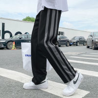 Autumn Mens Straight Leg Pants Stripe Jogger pants Men Casual Loose Pant Fashion Korean Trousers Hip Hop Casual pant