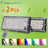 (K) 2pcs LED Flood Light 50W 100W RGB Floodlight IP65 Waterproof Outdoor Street Spot Wall Reflector Lighting Garden Spotlight