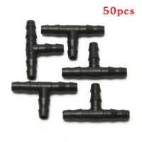 50pcs Barbed Tee Connector For 4/7mm Hose Garden Watering Pipe Hose T Joint Micro Drip Irrigation Tool Garden Water Connection Watering Systems Garden