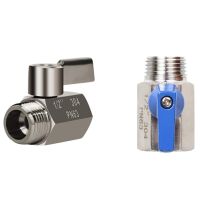 2 Pcs 304 Stainless Steel Mini Ball Valve(1/2 Inch Female X Male) NPT Thread  Water Flow Regulator Head Control Valve