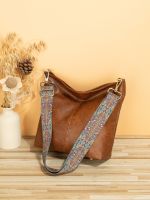 Faux Leather Shoulder Bags National Style Strap Women Leisure Purses Vintage Brown Bucket Messenger Bag For Shopping School