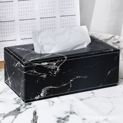 Orzer กล่องทิชชู่ ลายหินอ่อน ของแต่งบ้าน Tissue Box Luxury Marble Collection สีดำ