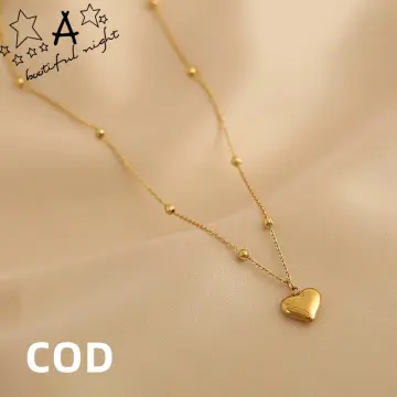 Original 24k Saudi Gold pawnable women's necklace Love heart titanium steel  clavicle chain gift niche luxury fashion jewellery