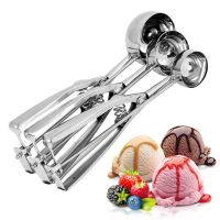 【CW】3 Size Ice Cream Scoop Trigger Metal Cookie Spoon Ice Ball Mold Non-Stick Potatoes Watermelon Ice Cream Digger Scoop Tools