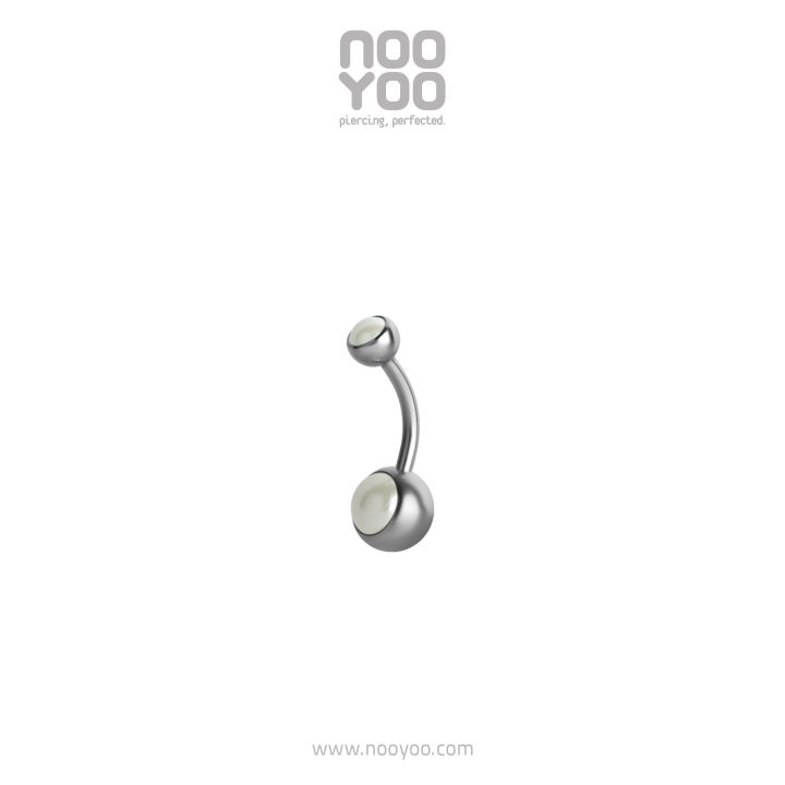 nooyoo-จิวสะดือสำหรับผิวแพ้ง่าย-double-simulated-pearls-banana