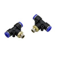 Garden Irrigation PB Type Conector 4mm to 1/8" 1/4" Male Thread Tee Joints Pneumatic Adapter Fittings T Shape Air Gas Connector Pipe Fittings Accessor