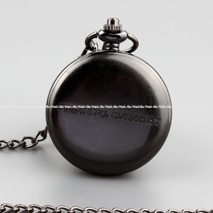 นาฬิกาควอทซ์โบราณสีดำห่วงโซ่จี้สร้อยคอเล่นแร่ควอตซ์นักเล่นแร่แปรธาตุ-fob-นาฬิกา-relogio-de-bolso
