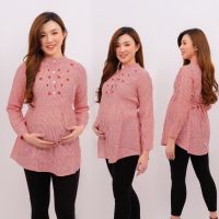 [READY STOCK] Long Sleeve Woman Loose Maternity Dress Nursing Clothes Baju Mengandung Menyusu YD022 (2 Color)