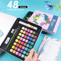 Smartconn 48สีแบบพกพารูปวาดสีน้ำด้วย Paintbrush สีสว่างภาพวาดชุดสีสำหรับนักเรียนอุปกรณ์ศิลปะ