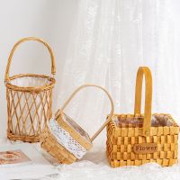 Creative Personality Rattan Woven Basket Bamboo And Wood Woven Flower Basket Strong And Durable Storage Baskets