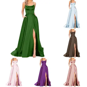 Silk Dresses for Wedding Guest Women Prom Dresses Ladies Long Women Elegant  Halter Backless Long DressesCrisn (Grey, S) : : Clothing, Shoes &  Accessories
