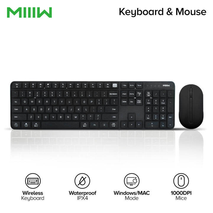 MIIIW Wireless Keyboard And Mouse Set 104 Keys Portable Home & Office Keyboard with 2.4GHz Anti