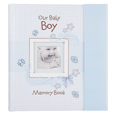 Christian Art Gifts Boy Baby Book of Memories Blue Keepsake Photo Album Our Baby Boy Memory Book Baby Book with Bible Verses, The First Year Blue - Baby Boy