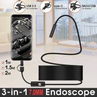 【LZ】✕  Tipo C USB Mini Endoscópio Câmera 7mm 2m 1m 1.5m Cabo rígido flexível Snake Borescope Câmera de inspeção para Smartphone Android PC